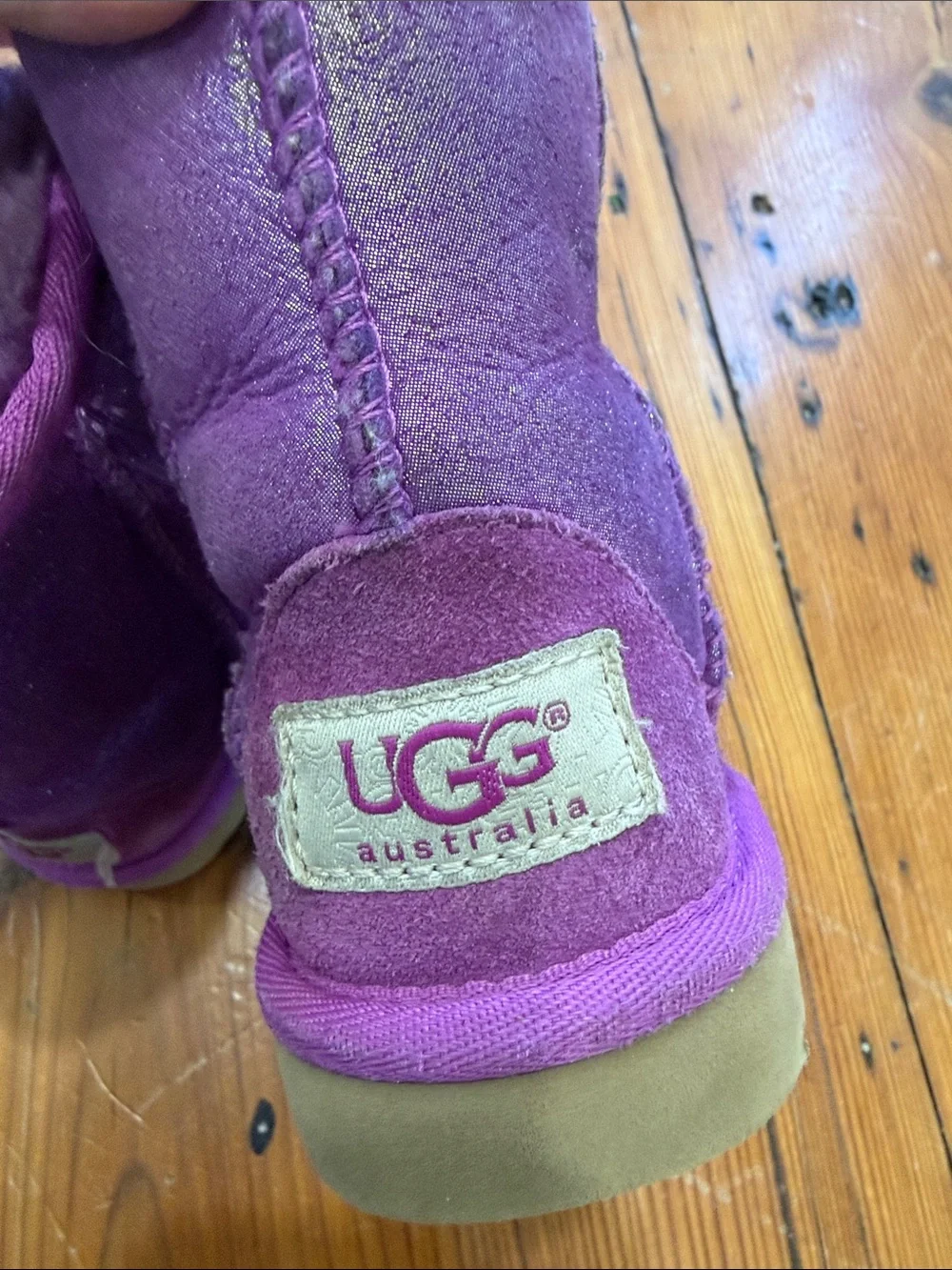 UGG Purple Suede Short Shearling Boot Shoes Toddler Kid size 9